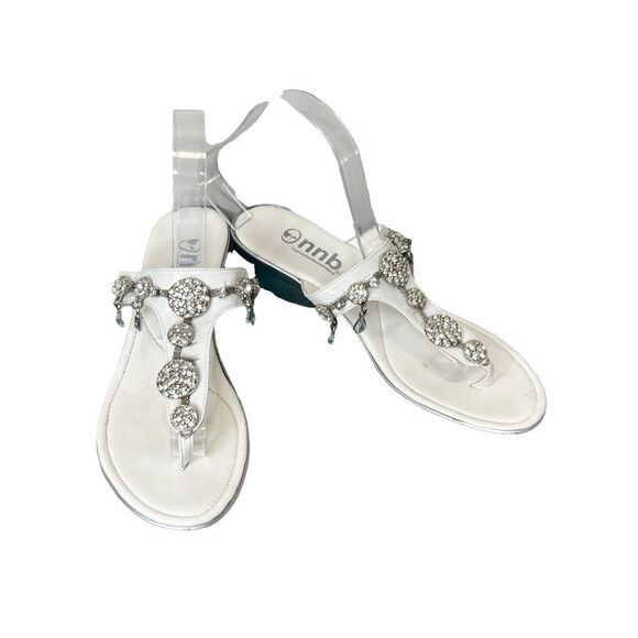 No Name Boutique White Jewelled Sandals Size 6 - Picture 1 of 15